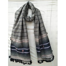 Kutch Hand Weavig Silk Stole - Black